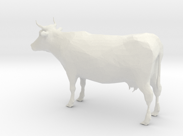 S Scale Cow in White Natural Versatile Plastic