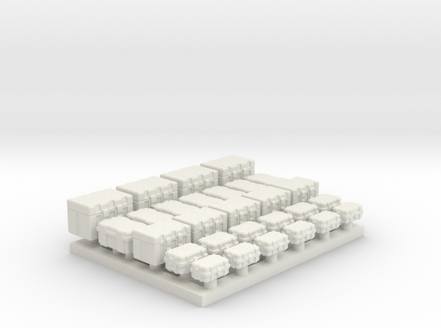 1-87 Scale Military Crates - Cases in White Natural Versatile Plastic