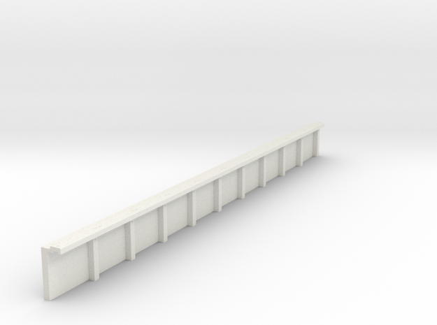 VR Wooden Platform Wall Section 1:87 Scale in White Natural Versatile Plastic