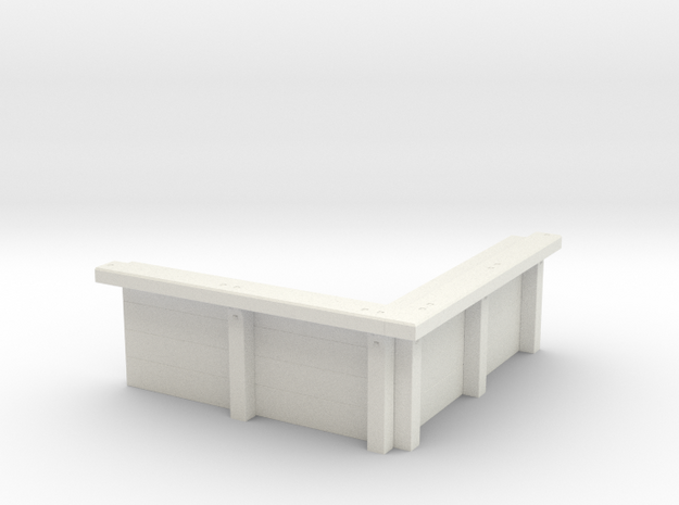 VR Wooden Platform Section [Left Cnr] 1:87 Scale in White Natural Versatile Plastic