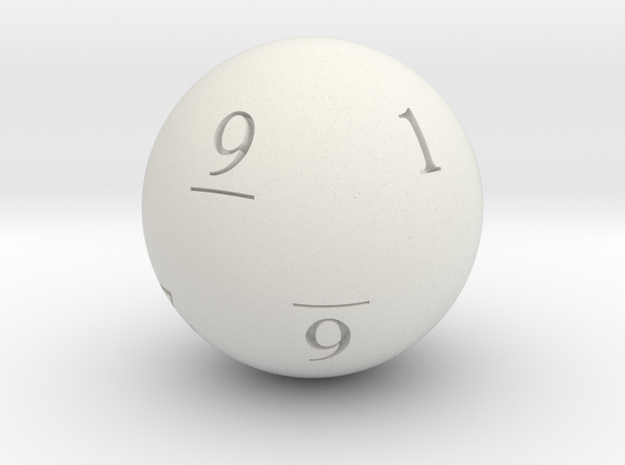 Sphere D10 (ones) in White Natural Versatile Plastic