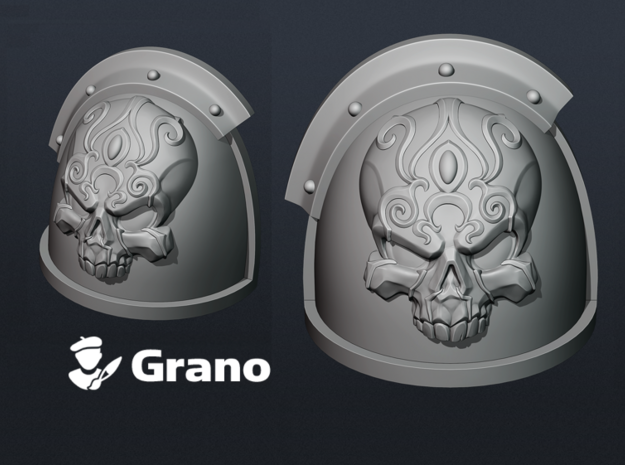 10x Ornate Skull - G:4r Right Shoulders in Tan Fine Detail Plastic