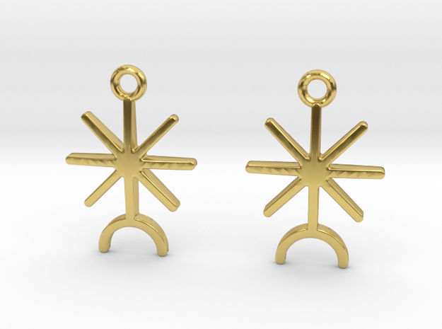 Rising sun [earrings] in Polished Brass