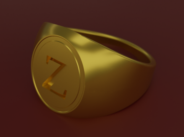 Classic Signet Ring - Letter Z (ALL SIZES) in Polished Brass: 5 / 49
