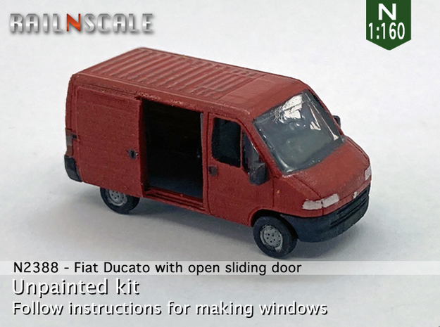 Fiat Ducato with open sliding door (N 1:160) in Tan Fine Detail Plastic