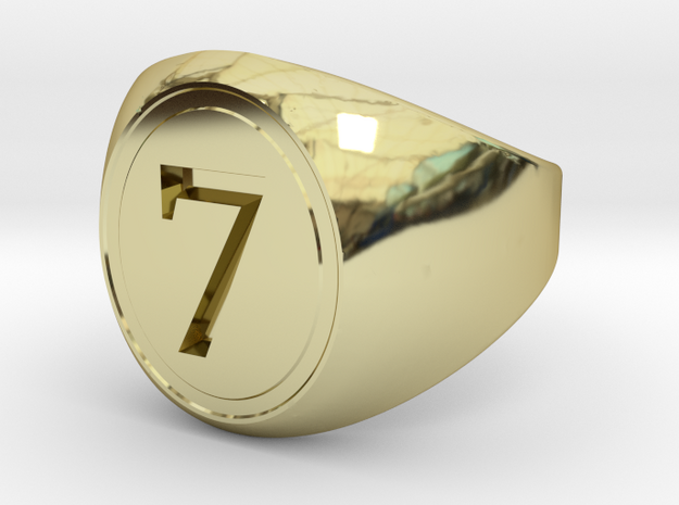 Classic Signet Ring - Number 7 (ALL SIZES) in 18k Gold Plated Brass: 5 / 49