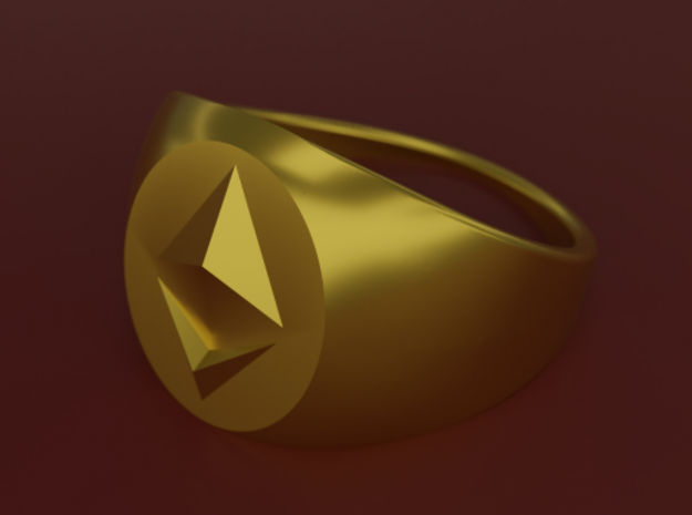 Ethereum Signet Ring (ALL SIZES) in 18k Gold Plated Brass: 5 / 49
