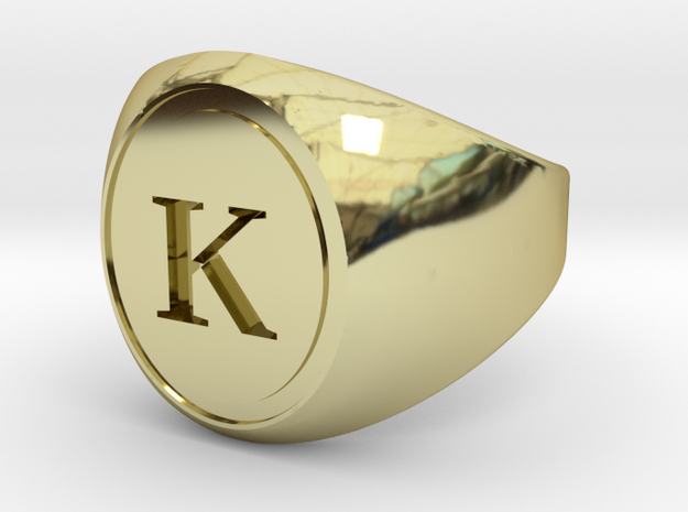 Classic Signet Ring - Letter K (ALL SIZES) in 18k Gold Plated Brass: 5 / 49