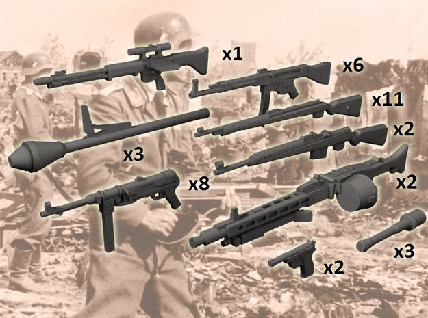 1/35 German weapons set 1944 in Tan Fine Detail Plastic