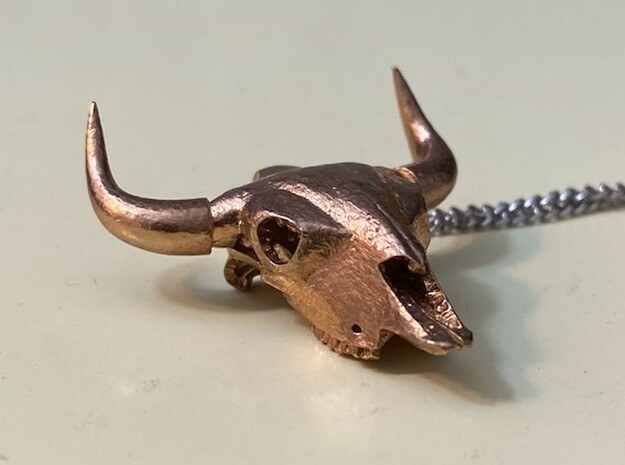 Bison Skull Pendant in Natural Bronze