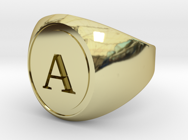 Classic Signet Ring - Letter A (ALL SIZES) in 18k Gold Plated Brass: 5 / 49