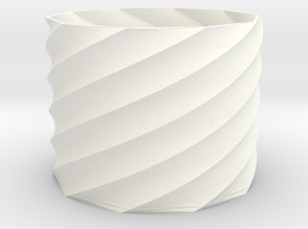 20mm Tall Spiral Vase (Economical) in White Processed Versatile Plastic