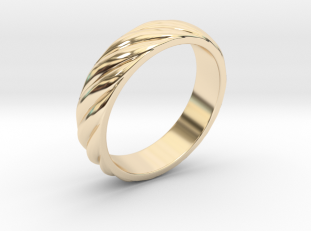 Diagonal Stripes Ring in 14k Gold Plated Brass: 8 / 56.75