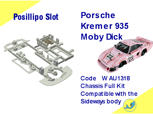 Chassis Kit Porsche 935-78 Moby Dick Sideways body in White Natural Versatile Plastic