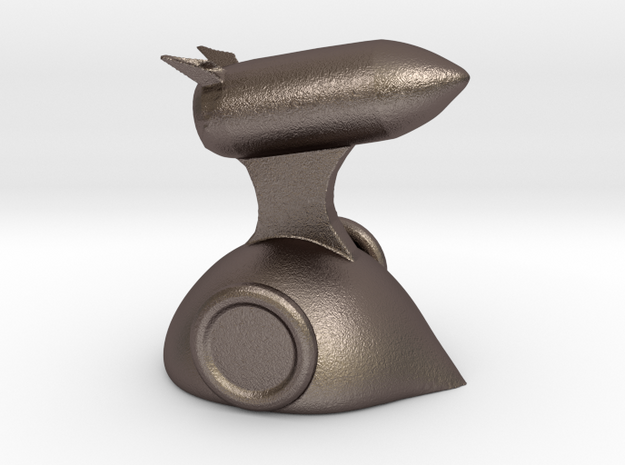 Chess Rook Rocket in Polished Bronzed-Silver Steel