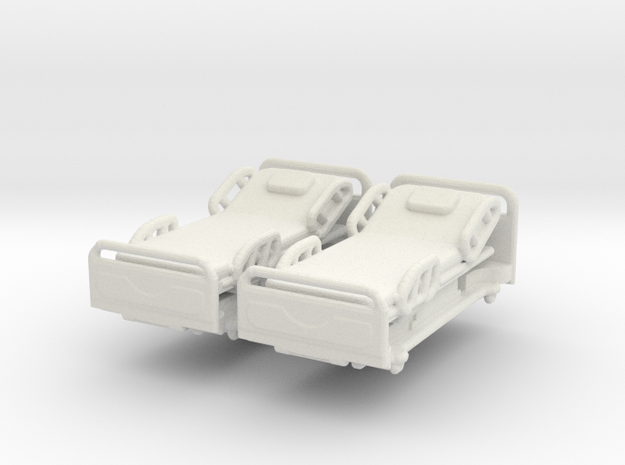 Modern Hospital Bed (x2) 1/76 in White Natural Versatile Plastic