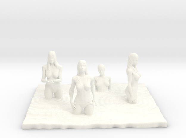 Nude Women in Water in White Processed Versatile Plastic