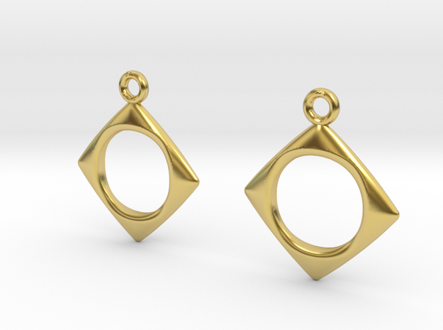 Pierced square [Earrings] in Polished Brass
