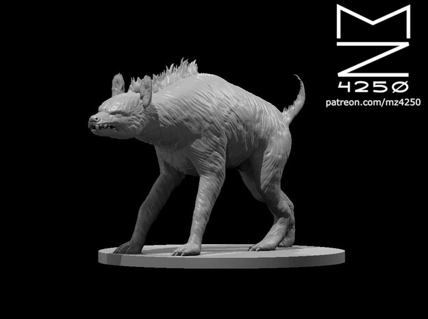 Giant Hyena in White Natural Versatile Plastic