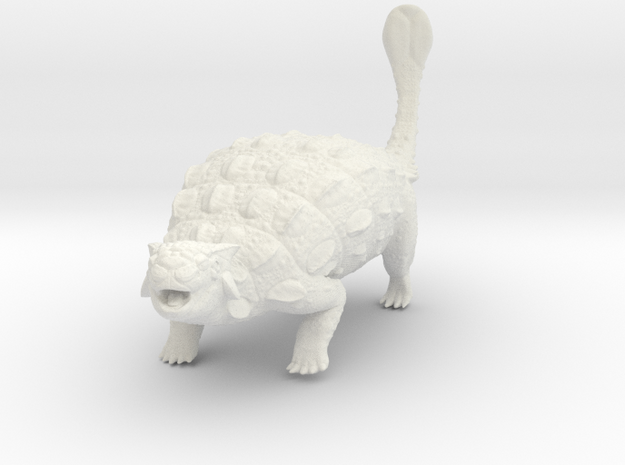 Ankylosaurus_Defenisve_Pose in White Natural Versatile Plastic: Small