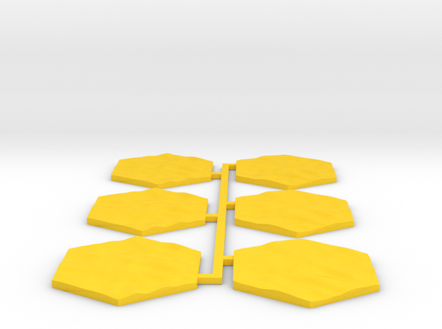 6pk Desert sand terrain hex tile counters in Yellow Processed Versatile Plastic