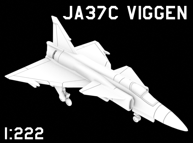 1:222 Scale JA 37C Viggen (Clean, Deployed) in White Natural Versatile Plastic
