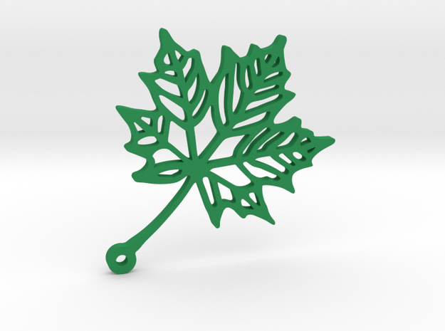 Maple Leaf Earring in Green Processed Versatile Plastic
