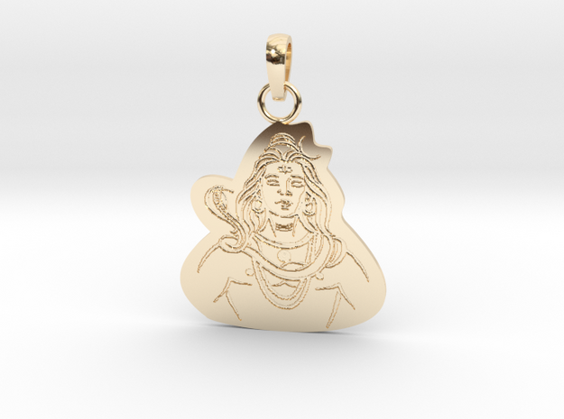 Lord Shiva Pendant (Engraved) in 14K Yellow Gold