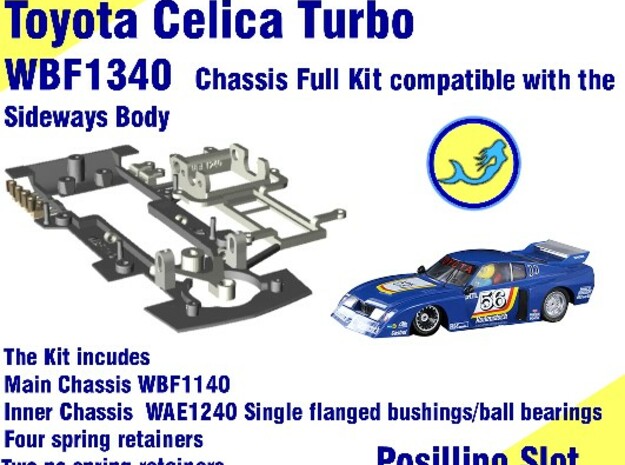 Chassis Kit WBF1340 Toyota Celica Shapeways body in Black Natural Versatile Plastic
