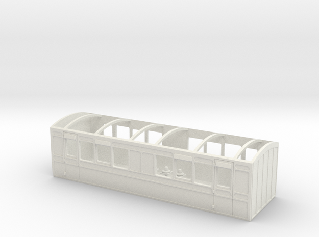 HO LBSCR 4/W Carriage - D23 "Football" Saloon  in White Natural Versatile Plastic