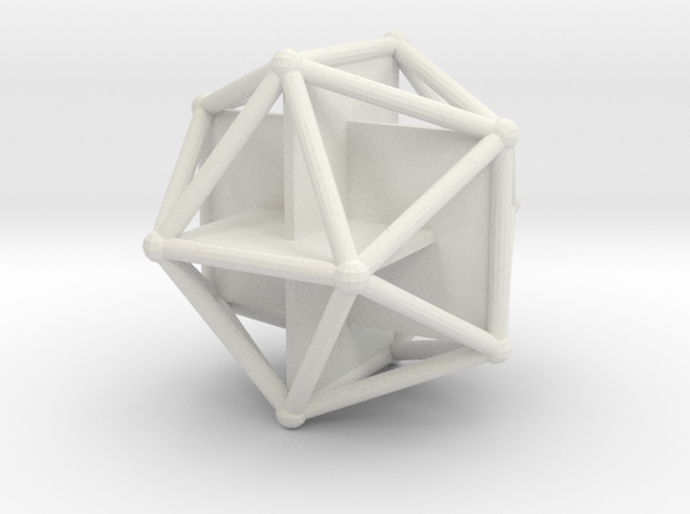Golden Icosahedron in White Natural Versatile Plastic