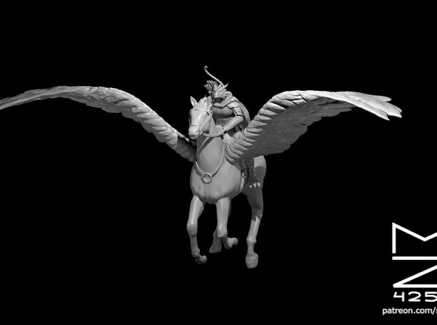 Dragonborn Ranger on Pegasus in Tan Fine Detail Plastic