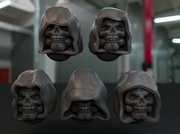 10-20x Hooded Skull heads for Dark Angels in Tan Fine Detail Plastic: Medium