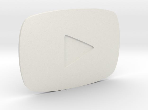 Youtube Play Button Silver in White Natural Versatile Plastic