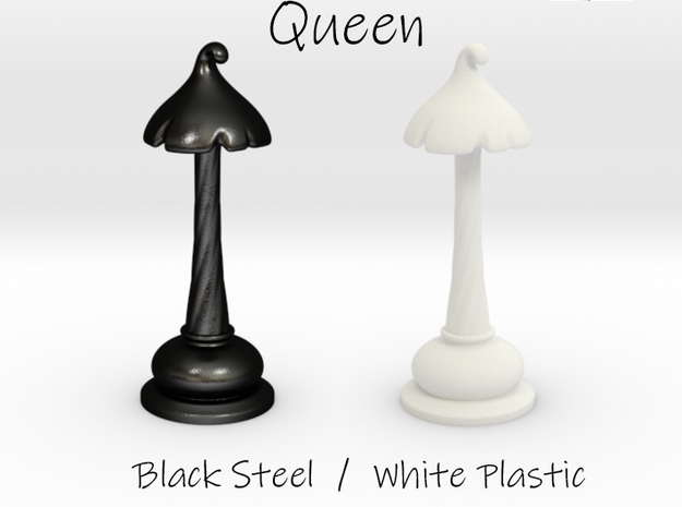 Chess |Mushrooms| Queen in White Natural Versatile Plastic