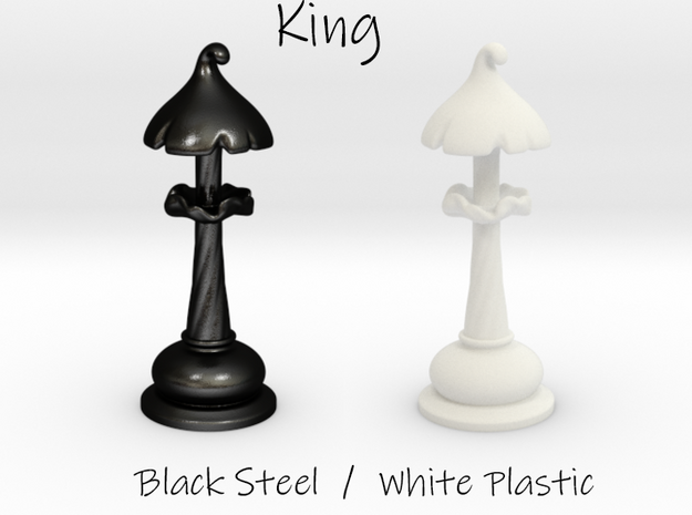 Chess |Mushrooms| King in White Natural Versatile Plastic