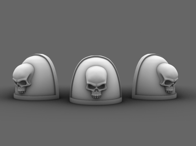 Space Knight Skull Design Ver B V7 Shoulder Pad in Tan Fine Detail Plastic