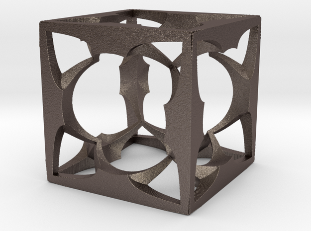 Menger Cube small 30mm in Polished Bronzed Silver Steel