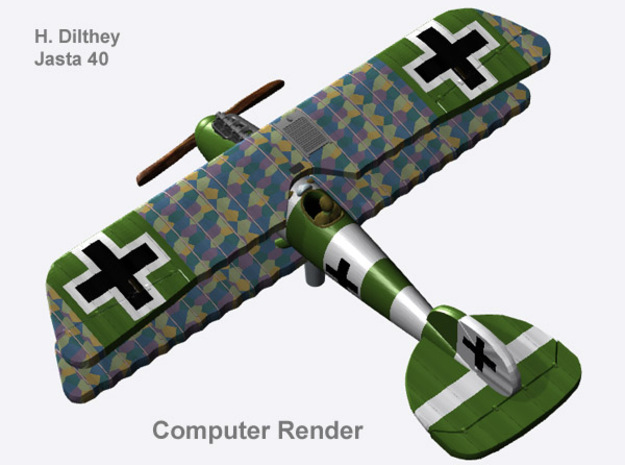 Helmut Dilthey Albatros D.V (full color) in Smooth Full Color Nylon 12 (MJF)