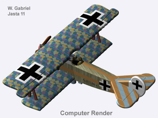 Willi Gabriel Fokker D.VII (full color) in Natural Full Color Nylon 12 (MJF)