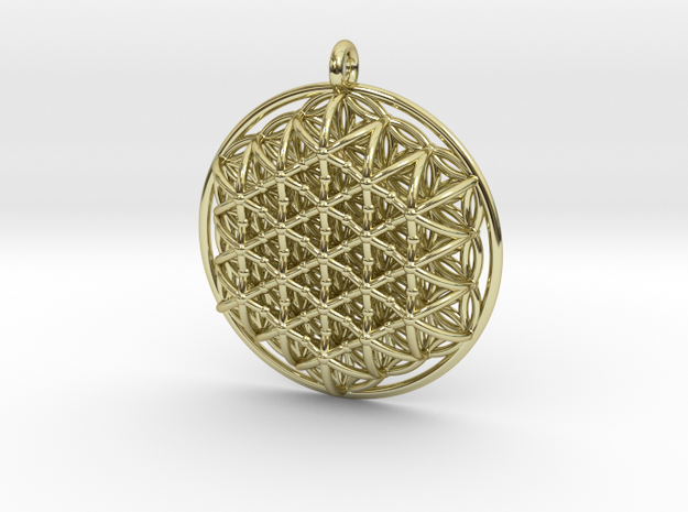 3d Flower of life Pendant in 18k Gold Plated Brass