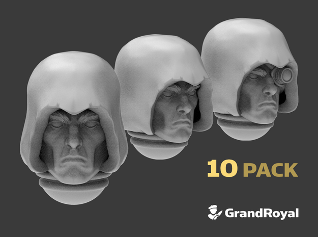 10x Clean-Shaven : Hooded Marine Heads in Tan Fine Detail Plastic