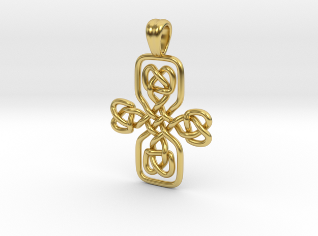 Celtic cross [pendant] in Polished Brass