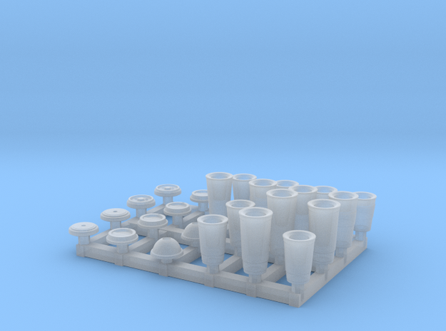 Coffee and Soda Cups separate Lids 1/24 scale in Smooth Fine Detail Plastic