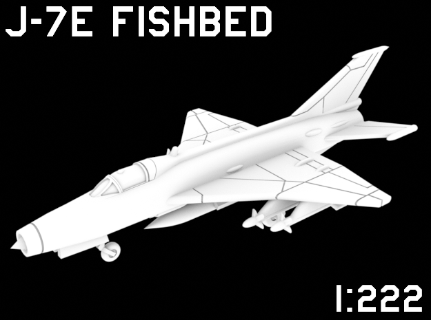 1:222 Scale J-7E Fishbed (Loaded, Deployed) in White Natural Versatile Plastic