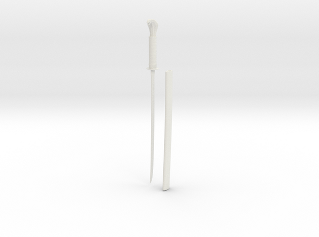 Large Snake Long Sword in White Natural Versatile Plastic