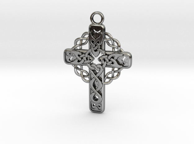 2d Cross pendant with Celtic flair in .925 Silver in Antique Silver