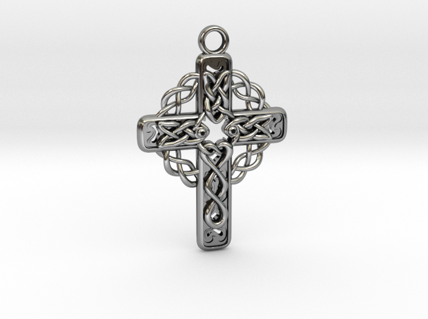 Christian cross pendant with Celtic flair in .925 in Antique Silver