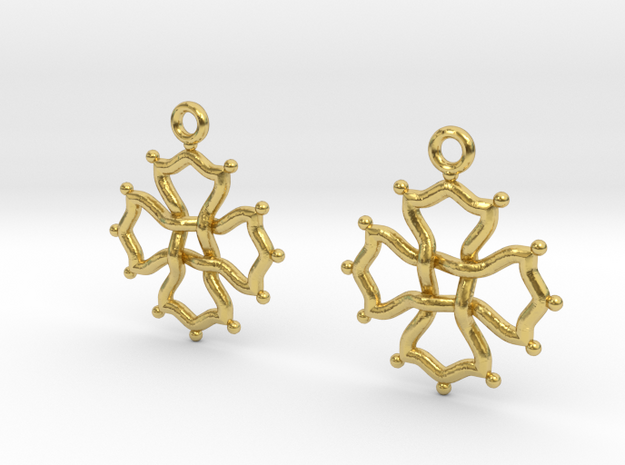 Occitan cross [earrings] in Polished Brass