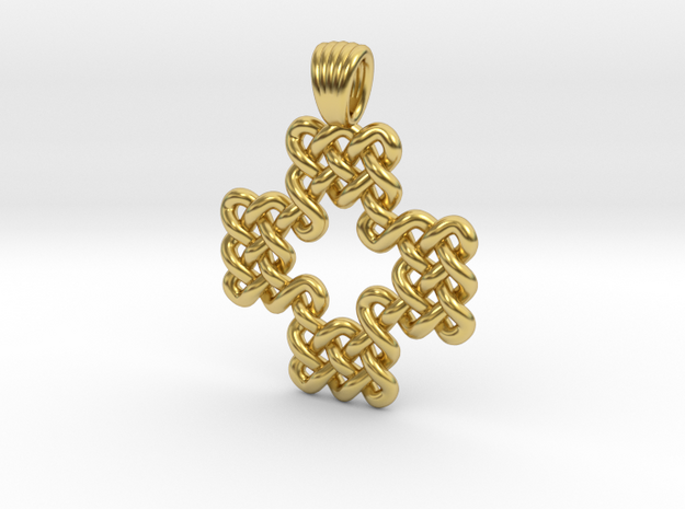 Swiss knotted cross [pendant] in Polished Brass